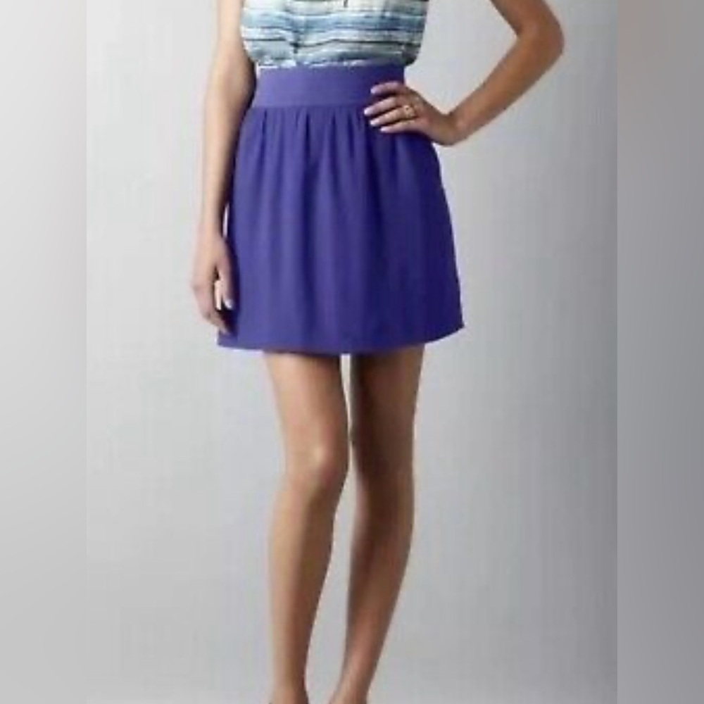 Loft Tuxedo Pleated Chiffon A Line Skirt Cobalt Blue Size 0 Petite